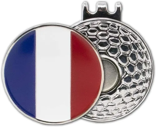 Miniatura 8 de DA VINCI Clip magnético para sombrero de golf con marcador de pelota de golf de metal de 1 pulgada en relieve de la bandera de los países