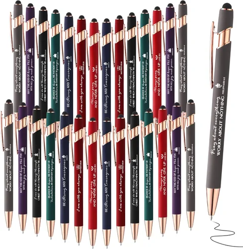 Miniatura 8 de Fumete 21 bolígrafos cristianos con punta de lápiz capacitivo, 7 colores, 7 citas, versículo de la Biblia, bolígrafo inspirador cristiano, regalo