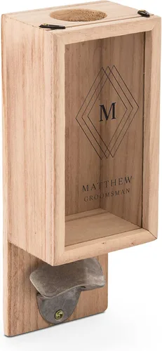 Miniatura 10 de Weddingstar Abrebotellas montado en la pared de madera personalizado y soporte para tapa de botella - Brewery Co