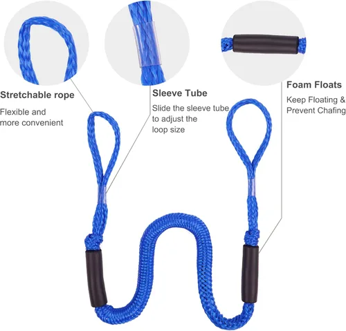 Miniatura 2 de Líneas elásticas para muelle – Accesorios para barcos – Cuerda de amarre de 4 pies para PWC, moto acuática, pontón, kayak, canoa, lancha motora, Azul