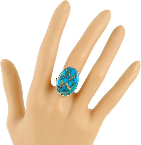 Miniatura 2 de Anillo turquesa de plata esterlina (elige color), Metal, Turquesa