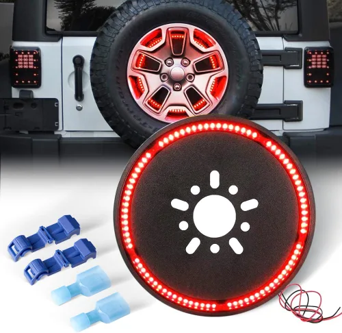 LEDMIRCY Luz de freno de llanta de repuesto tercera luz de freno Luces traseras Luz trasera Anillo LED Luz roja para Wrangler JK 2007-2018 2018-2019
