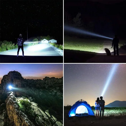 Miniatura 7 de YIERBLUE - Foco recargable, superbrillante, 1000 000 lúmenes, led, linterna, proyector de mano, 10 000 mAh, larga duración, linterna grande y Negro