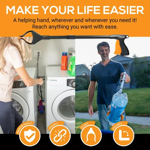 Miniatura 2 de EZPIK Herramienta superior de recogedor de basura de 26 pulgadas, herramienta de alcance plegable para personas mayores, herramienta de alcance