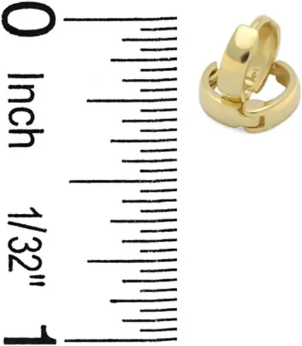 Miniatura 5 de Aretes de oro macizo de 14 quilates, tamaño PETITE, 0.098 in de ancho, diámetro interior, 0.236 in, cúpula, pequeños aretes de aro Huggie, Oro