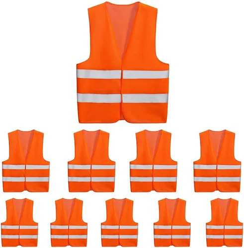 Paquete de 10 chalecos reflectantes de seguridad Mount Marter para operadores al aire libre y deportistas Naranja