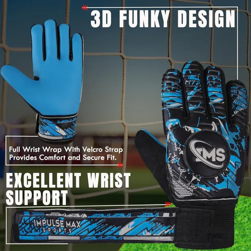 Miniatura 3 de Guantes de portero prémium para jóvenes, palma de látex de calidad y mano trasera, agarre superior, absorción de impactos, comodidad y durabilidad