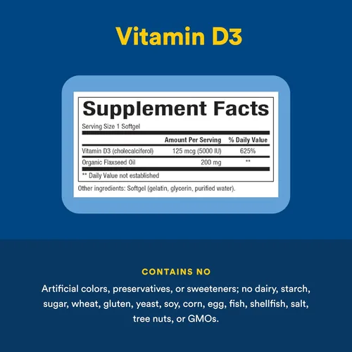 Miniatura 4 de Natural Factors - Vitamina D3 5000 UI, apoya huesos saludables, 120 geles blandos