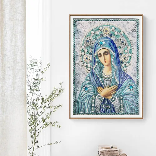 Miniatura 3 de Paquete de 2 kits de pintura de diamantes 5D virgen María, diamantes de imitación de resina de resina para decoración de pared, lienzo de 12 x 16