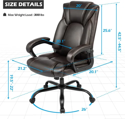 Miniatura 3 de OUTFINE Silla de oficina ejecutiva, silla de escritorio para computadora con cojín de resorte de cuero resistente a la hidrólisis de 5 años, soporte