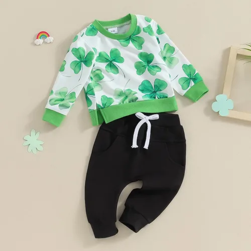 Miniatura 2 de Ropa para el día de San Valentín para bebé, sudadera de manga larga con letras, pantalones deportivos elásticos para otoño e invierno