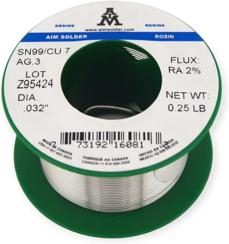 AIM Soldadura sin plomo núcleo de colofonia alambre de soldadura Sn99 Ag0.3 Cu0.7 para soldadura eléctrica 0.032 pulgadas, 0.25lb (0.031 in / 3.99
