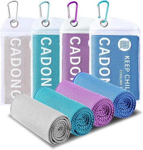 Miniatura 15 de Paquete de 4 toallas refrescantes (40 x 12 pulgadas), toalla de frío suave y transpirable, toalla de hielo, toalla de microfibra para yoga