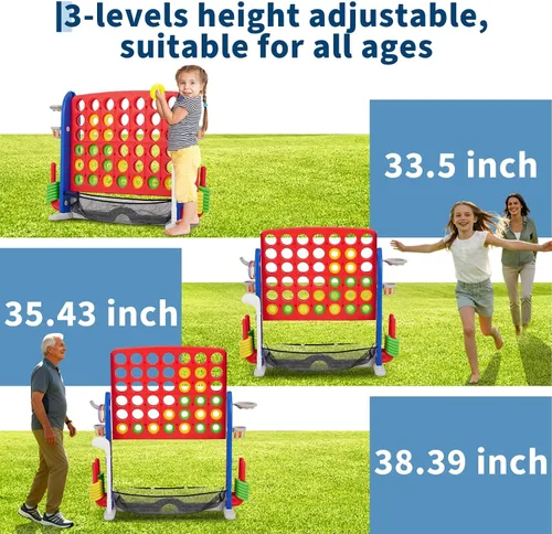 Miniatura 2 de Juego gigante 4 en 1 Connect Juego Jumbo 4 para anotar con baloncesto, golf y lanzamiento de anillo, juego de patio al aire libre de altura