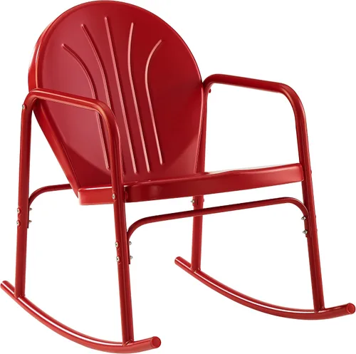 Miniatura 10 de Crosley Furniture Griffith - Juego de 2 mecedoras de metal retro para exteriores, para porche, terraza, balcón, patio trasero, rojo brillante