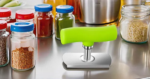 Miniatura 9 de Abridor de tarros para manos débiles, abridor de tarros para personas mayores, abridor de tapa giratoria de acero inoxidable, accesorios de cocina
