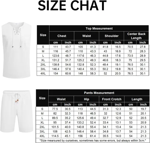 Miniatura 6 de COOFANDY Mens Coordinated Outfit Linen Drawstring Tank Tops Casual Elastic Waist Shorts Set