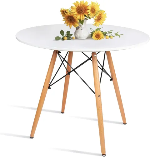Miniatura 7 de Mesa de comedor redonda pequeña de 31.5 pulgadas para 4 personas, cocina, hogar, ocio, patas de madera, vidrio