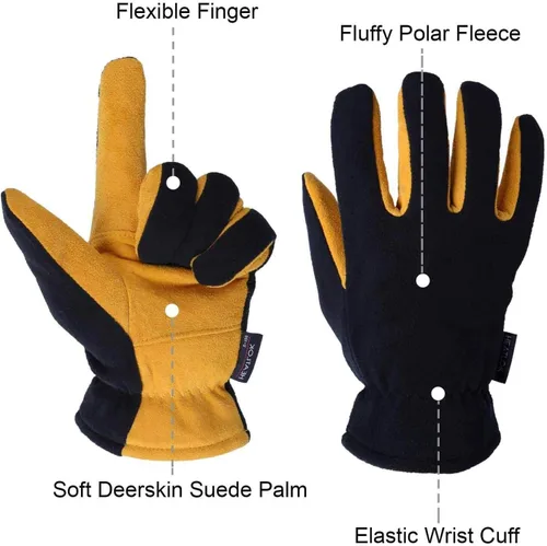 Miniatura 3 de SKYDEER Super Soft and Warm Winter Gloves with Deersplit Leather Suede and 3M Thinsulate Insulation for Cold Weather SD5176T