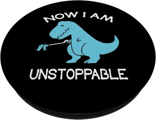 Miniatura 2 de Now I'm Unstoppable - Soporte y agarre para teléfonos y tabletas con diseño de dinosaurio T-Rex