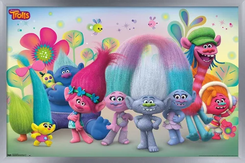 Miniatura 15 de Trends International DreamWorks Trolls - Póster de pared de grupo, 14.725 x 22.375 pulgadas, versión enmarcada de madera de granero