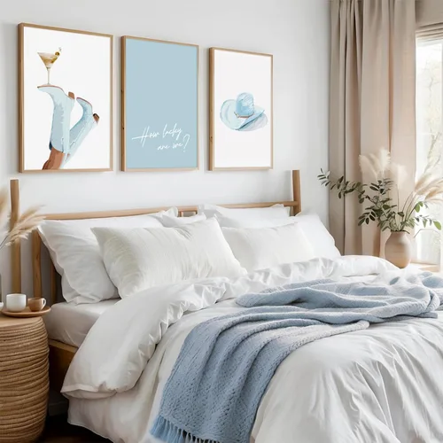 Miniatura 5 de Arte de Pared de Vaquera Occidental Lienzo de Vaquero Azul Claro Decoración de Pared Costera Póster de Botas de Vaquera Estética Preppy Cuadros