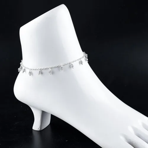 Miniatura 58 de Yanara Tobilleras de piedras preciosas para mujer, piedra natal natural, chapada en plata, joyería hecha a mano en 8.5 + 1.5 pulgadas, cristales