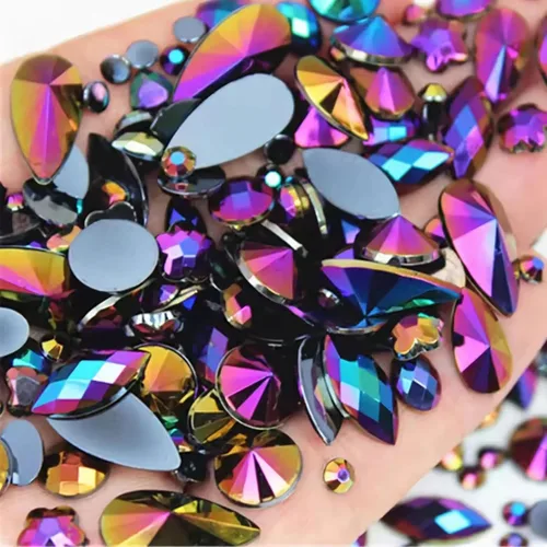 Miniatura 21 de 1000 gemas de cristal AB de diamantes de imitación coloridos, joyas de piedras preciosas acrílicas con parte trasera plana, manualidades para 00