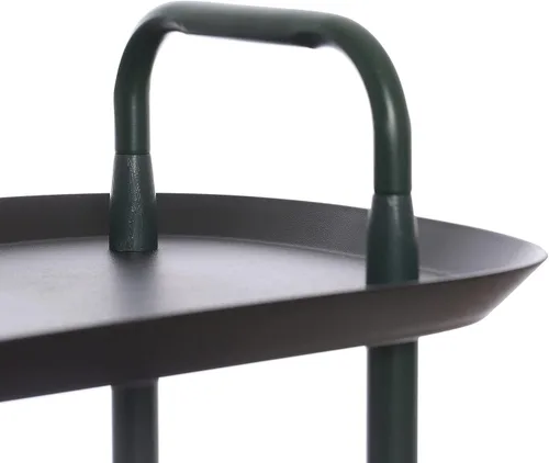 Miniatura 9 de Main + Mesa Carrito moderno de plástico y metal de 2 niveles, negro y verde oscuro