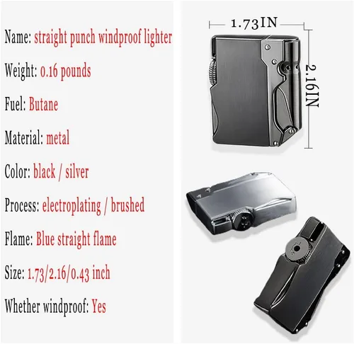 Miniatura 5 de WEQTETJU Encendedor de antorcha, fresco, diseño único, inflable y ajustable, encendedor de butano, regalo para hombres (butano no incluido) (negro)
