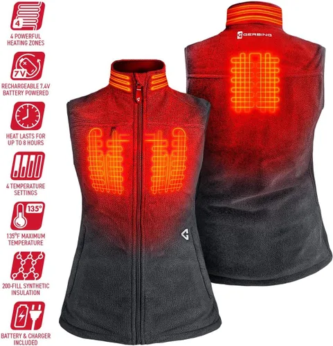 Miniatura 5 de Gerbing Chaleco de forro polar termita para mujer 7V 2.0 – Elegante chaleco térmico a batería para mujer – 8 horas de batería de respaldo gris, XS