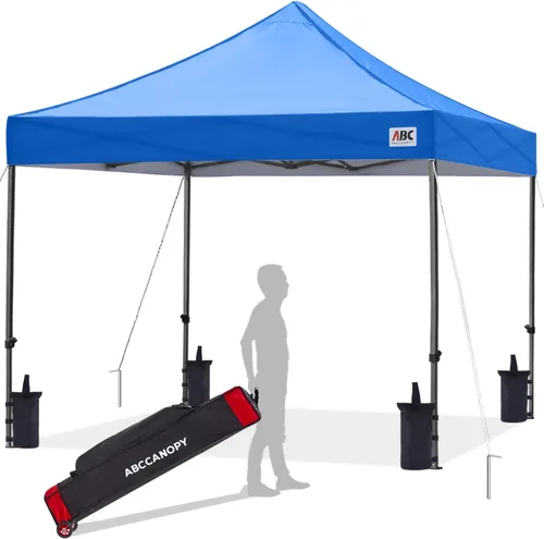 Miniatura 18 de Abccanopy - Carpa de toldo para tienda de campaña comercial instantánea con bolsa de transporte con ruedas, 4 bolsas de arena, Blanco