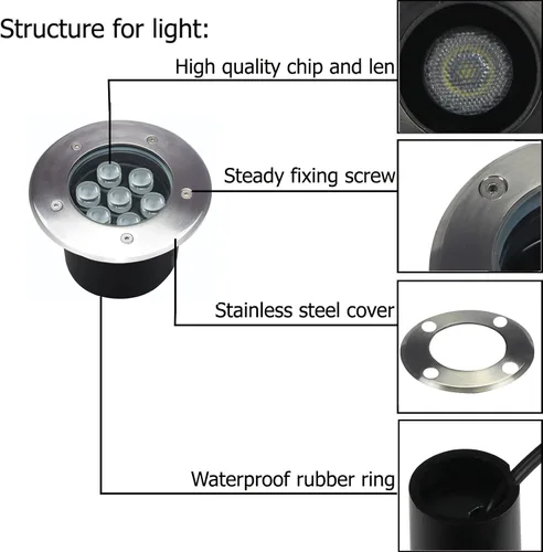 Miniatura 3 de Luces de suelo para exteriores (7 W, 110 V-120 V, 4 unidades) IP67 Waterproof, Hardwired LED Landscape Light, High Brigt 3000K Well Lighting for