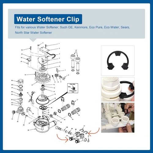 Miniatura 2 de Clip de suavizante de agua de 3/4 pulgadas 7116713 para Kenmore, Kit de piezas de suavizador de agua GE Sears 7337563 y 7337571 (4/paquete)