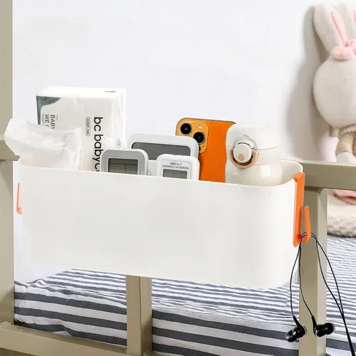 Miniatura 4 de Yopay Paquete de 2 organizadores de mesita de noche, estante de plástico para litera, soporte para mesita de noche, soporte de bolsillo