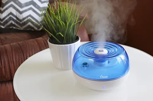 Miniatura 2 de Crane Humidificador ultrasónico personal de niebla fría, para el hogar, dormitorio, hoteles, viajes y oficina, 0.2 galones, sin filtro, azul y blanco