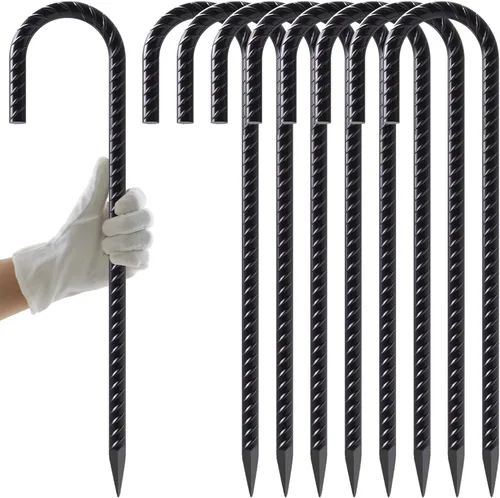 Miniatura 13 de AAGUT Juego de 8 estacas para trampolín de 16 pulgadas, kit de anclaje de amarre para trampolín de 3/8 pulgadas, resistente al viento, accesorios