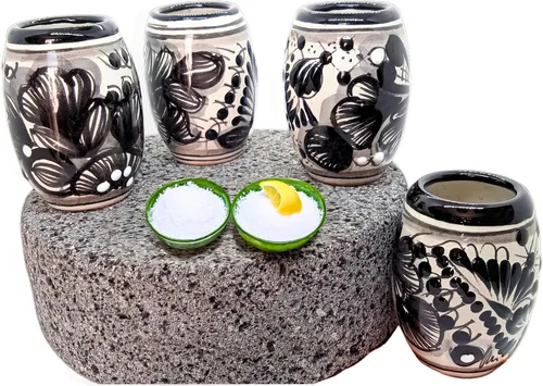 Miniatura 9 de Vasos de chupito Talavera en forma de barril: juego de 4 caballitos de cerámica floral pintados a mano, 2 oz, auténtica cerámica mexicana