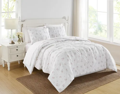 Miniatura 5 de The Farmhouse by Rachel Ashwell - Juego de edredón de 2 piezas individual/individual XL - Colección de ropa de cama Signature Rosebury, blanco/rosa
