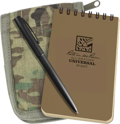 Miniatura 12 de Rite in the Rain All-Weather - Kit de cuaderno con espiral en parte superior de 3 x 5", funda de tela CORDURA, cuaderno amarillo y bolígrafo Negro