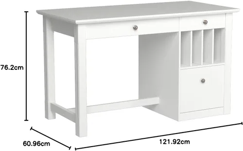 Miniatura 16 de We Furniture, Home Office Deluxe, escritorio para computadora, color negro, Madera Sólida, Blanco
