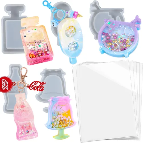 Miniatura 16 de Juego de moldes agitadores de resina, suministros de fundición de joyería epoxi, máquina de garras, camión de postres, consola de juegos, oso
