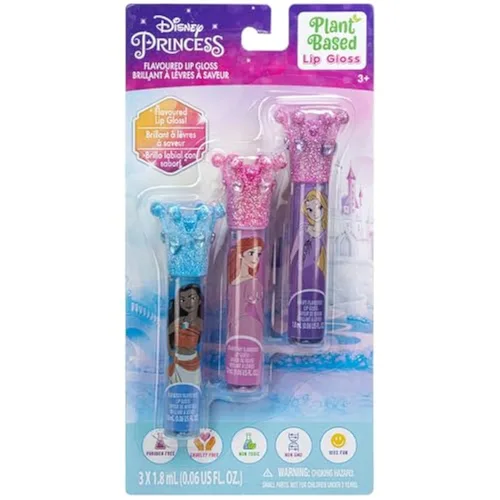 Townley Girl -Disney Princess - Juego de maquillaje de 3 piezas de corona de brillo labial para niños y niñas, a partir de 3 años, perfecto para