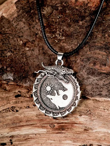 Miniatura 2 de HAQUIL Collar vikingo, colgante nórdico Skoll Hati Wolf Sun Moon Ragnarok, regalo de joyería vikingo