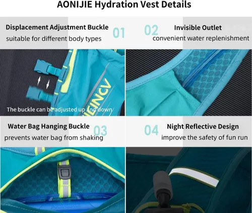 Miniatura 6 de AONIJIE Chaleco de hidratación impermeable y transpirable para correr para mujeres y hombres, chaleco de hidratación ligero de 4.23 onzas, mochila