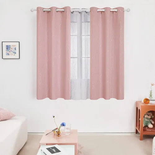 Miniatura 2 de Deconovo Cortinas blackout cortas para ventanas pequeñas, 45 pulgadas de largo, con aislamiento térmico y bloqueo de luz