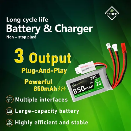 Miniatura 6 de Batería SCX24 7.4V Lipos 2S 360mAh recargable mini batería de litio con JST y MJ y PH2.0 y MX2.0 enchufe de descarga apto para SCX24 RC Car WLtoys