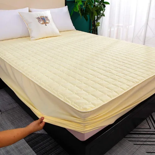 Miniatura 10 de Sábanas bajeras de cama tamaño Queen, acolchado, transpirable, impermeable, a prueba de orina, protector de colchón grueso antideslizante, color Gris