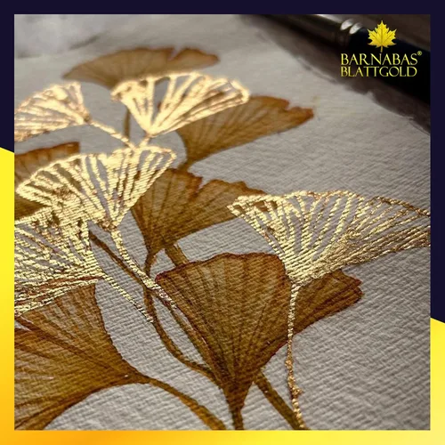 Miniatura 5 de BARNABAS BLATTGOLD Gold Leaf - Oro real de 21 quilates [25 hojas, 3.4 pulgadas] - Hojas sueltas para pintura, arte y manualidades Hoja suelta