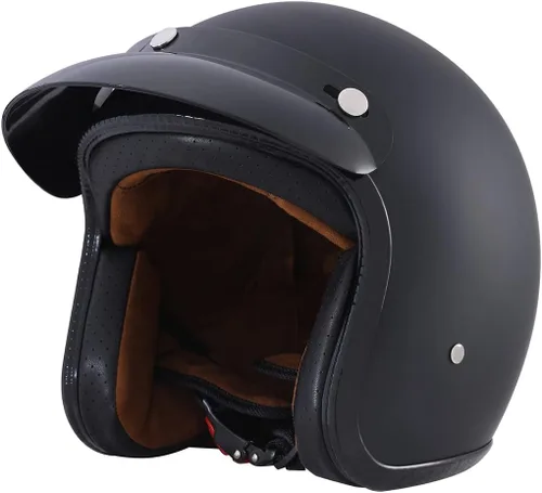 Miniatura 7 de Casco de motocicleta retro Harssidanzar 3/4 con cara abierta, estilo vintage para hombres y mujeres, aprobado por el Departamento de Transporte CU601